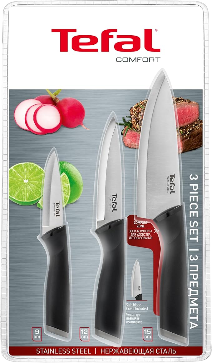 Tefal Comfort Knife Set 3PC Paring Utility Chef